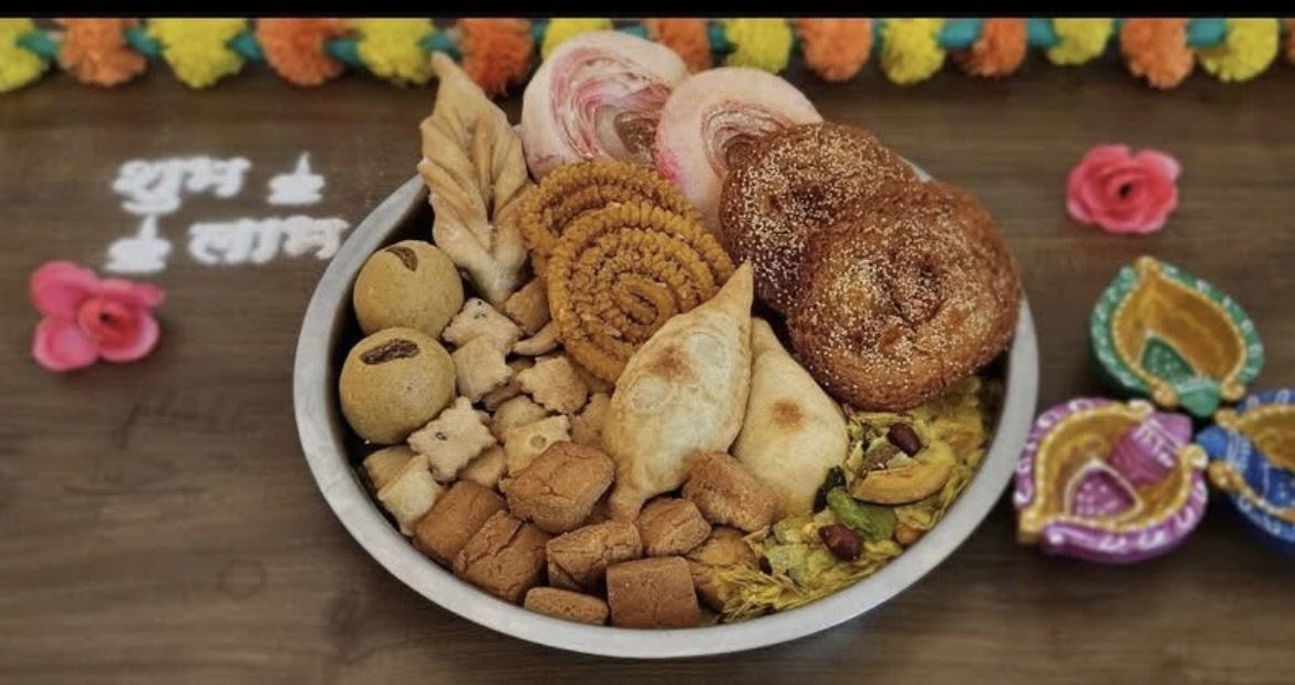 A festive Diwali faral platter